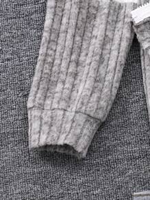 SHEIN 女童连帽条纹拼色长袖开衫夹克 - 灰色 - 查看 3