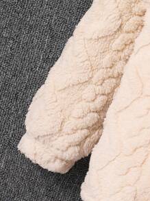 SHEIN Young Girl Fall/Winter Clothes  Young Girl Knitted Solid Color Fluffy Letter Embroidery Hooded Loose Flannelette Warm Casual Jacket,Autumn/Winter,Great For Casual & Daily Wear & School .