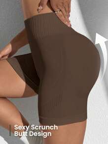 Easify SHEIN Sport Shorts deportivos para mujer de talle alto, elásticos, de secado rápido, transpirables y sin costuras. Shorts de sudadera, shorts de gimnasio, shorts de ciclista