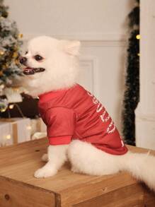 PETSIN 1pc Christmas Tree Print Pet Dog Cat Hooded Sweatshirt