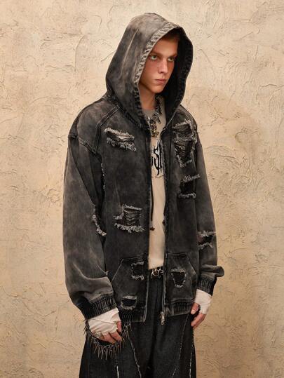 ジャケット・アウター drop shoulder grange damage denim jacket $_10.JPG?set_id=880000500F