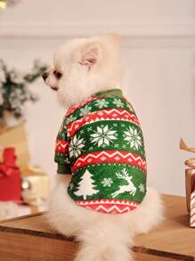 PETSIN Áo nỉ flannel kẻ sọc và họa tiết bông tuyết dành cho thú cưng, thích hợp làm quà Giáng sinh. - Nhiều màu - Xem 2