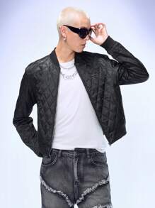 Manfinity VCAY Men's Slim-Fit Crew Neck Casual Padded Coat, Suitable For Autumn/Winter