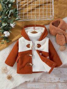 SHEIN Baby Boys Autumn/Winter Color Block Knitted Leisure Cute Ears Decor Jacket - Multicolor - View 11