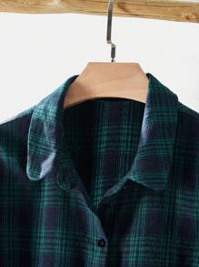 Rusticease Plus Size Women Plaid Long Sleeve Button Down Leisure Shirt Dress For Fall, Winter Women Clothes
