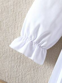 SHEIN Girls Casual Long Sleeve Collared Splice Knit Dress With Pleated Hem