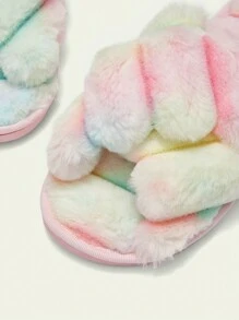 Cuccoo 女士渐变色毛绒温暖舒适家居拖鞋，秋冬新年假期 - 粉色 - 查看 3