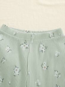 SHEIN Vintaside Kids Baby Girl Casual Ditsy Floral Elegant Outfit, Fall/Winter - Multicolor - View 9