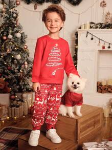 PETSIN 1pc Christmas Tree Print Pet Dog Cat Hooded Sweatshirt