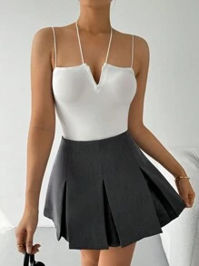 SHEIN Privé Body ajustado de escote en V para mujer, negro para uso en la oficina - Blanco - Ver 5