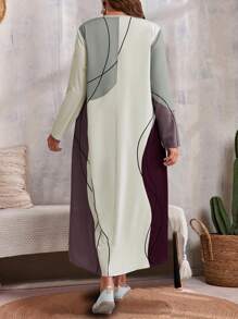 EMERY ROSE Plus Size Casual Contrast Color Block 2 In 1 Dress Fall