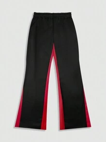 ROMWE MEN Street Life 2pcs Men Street Graphic Print Sweatshirt And Sweatpants Set, Suitable For Spring And Summer - Black - View 3