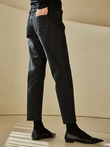DAZY Quần Jeans Ống Thẳng Túi Bên Hông Thường Ngày Cho Nữ - màu đen - Xem 3