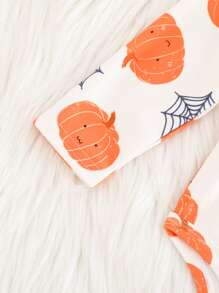 Cozy Pixies Set de 2 piezas de body con gráfico de calabaza de Halloween y gorro para bebé niño - Naranja - Ver 7