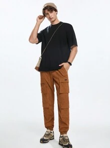 Mainfolk Men's Casual Loose Fit Drawstring Waist Pants Corduroy Pants - Camel - View 3