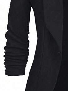 SHEIN Clasi Plus Size Plain Blazer With Shawl Collar - Black - View 5