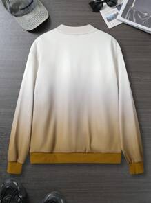 Manfinity Homme Chaqueta casual de manga larga con cuello redondo, estampado de calabaza y degradado para hombre