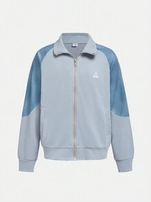 SHEIN 2pcs Boys' Stand Collar Long Sleeve Patchwork Outdoor Sports Fashion Sweatshirt & Pants Set - Multicolor - View 11