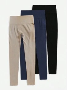 Easithlete Solid Color High Waist Seamless Yoga Leggings - Multicolor - View 4