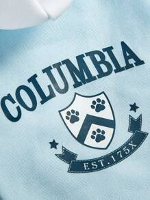 PETSIN 1 chiếc áo hoodie thường ngày in chữ Columbia University tương phản màu xanh và trắng cho chó mèo cưng 2 trong 1 - Nhiều màu - Xem 7