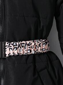 Tween Girl Fluffy Patchwork Hooded Zip Up Padded Coat - Black - View 6