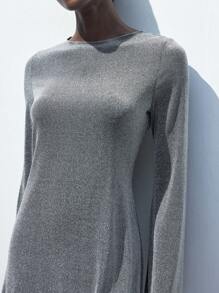 SHEIN Maija Váy dự tiệc mùa thu mới cho ngày lễ tựu trường Urban Chic Elegant Women Silver Glitter Trim Cocktail ngắn - Bạc - Xem 3
