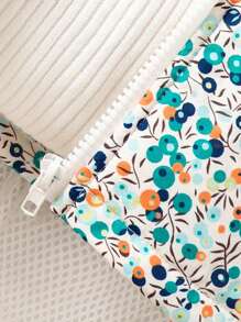 SHEIN Vintaside Kids Veste d'hiver à capuche avec motif floral vintage pour bébés filles, doublure thermique, style casual