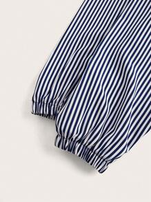 SHEIN LUNE 休闲宽松针织拼布条纹连帽卫衣连衣裙 - 彩色 - 查看 4