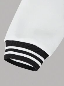 SHEIN 1 chiếc áo khoác bomber tay dài in chữ nhiều màu cho bé gái tuổi teen - Đen và trắng - Xem 6