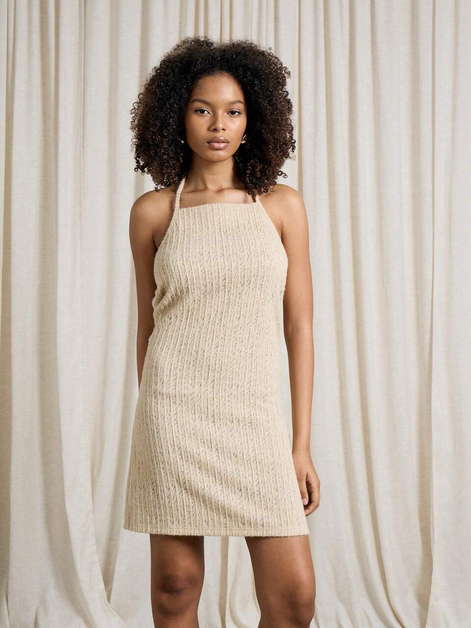 halter neck drape dress Halter Neck O-Ring Drape Detail Mini Dress In Black | EGO US