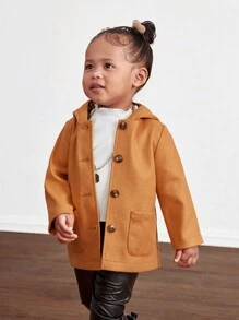 SHEIN 女宝宝中性款几何印花连帽夹克 - 卡其色 - 查看 3