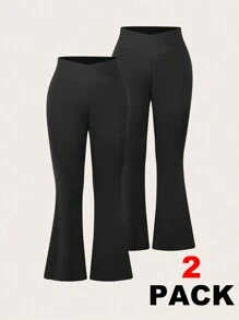 SHEIN EZwear 2 Stücke Damen Hosen in Unifarbe in Große Größen