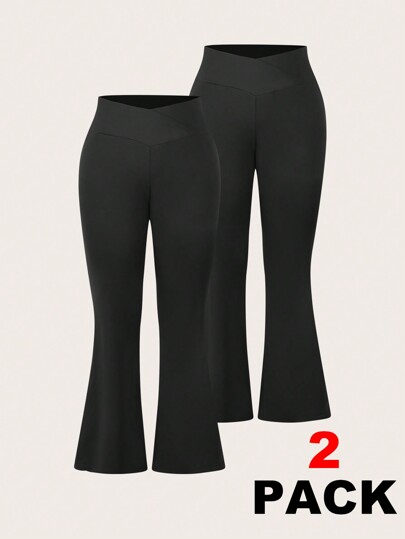 SHEIN EZwear 2pcs Plus Size Women Solid Color Pants