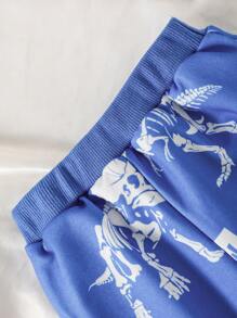 SHEIN Baby Boy Dinosaur Skeleton Printed Set, Bright Graphics Outfit, Fun & Vibrant Design To Engage Baby - Blue - View 11