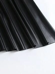 SHEIN Clasi Plus Size Solid Color Zipper Closure Casual Skirt For Women - Black - View 3