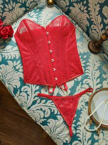 Women's Front-Clasp Lace Bandeau Bra, Fitted & Sexy - Pink - View 2