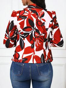 SHEIN Lady Áo khoác Blazer in hoa đa năng màu trắng và tím thời trang nữ - Đỏ - Xem 2