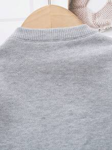 Suéter de punto floral casual para niñas bebé, suave y cómodo, adecuado para uso diario, hogar, exterior, fiestas, otoño/invierno - Gris Claro - Ver 3