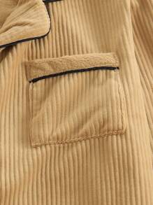 2pcs Teen Boys' Casual Solid Color Collared Cardigan And Sweatpants Set, Brown - Brown - View 8