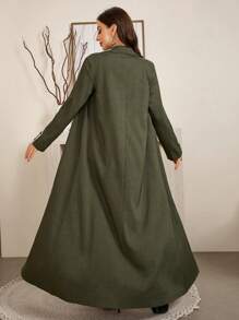 Al Najma Women's Front Button Contrast Color Elegant Modest Arabian Long Sleeve Arabian Abaya Robe - Green - View 2