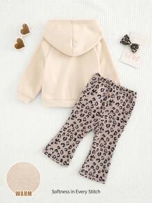 Cozy Pixies 2 件装女婴爱心图案连帽衫和喇叭裤套装 - 彩色 - 查看 2