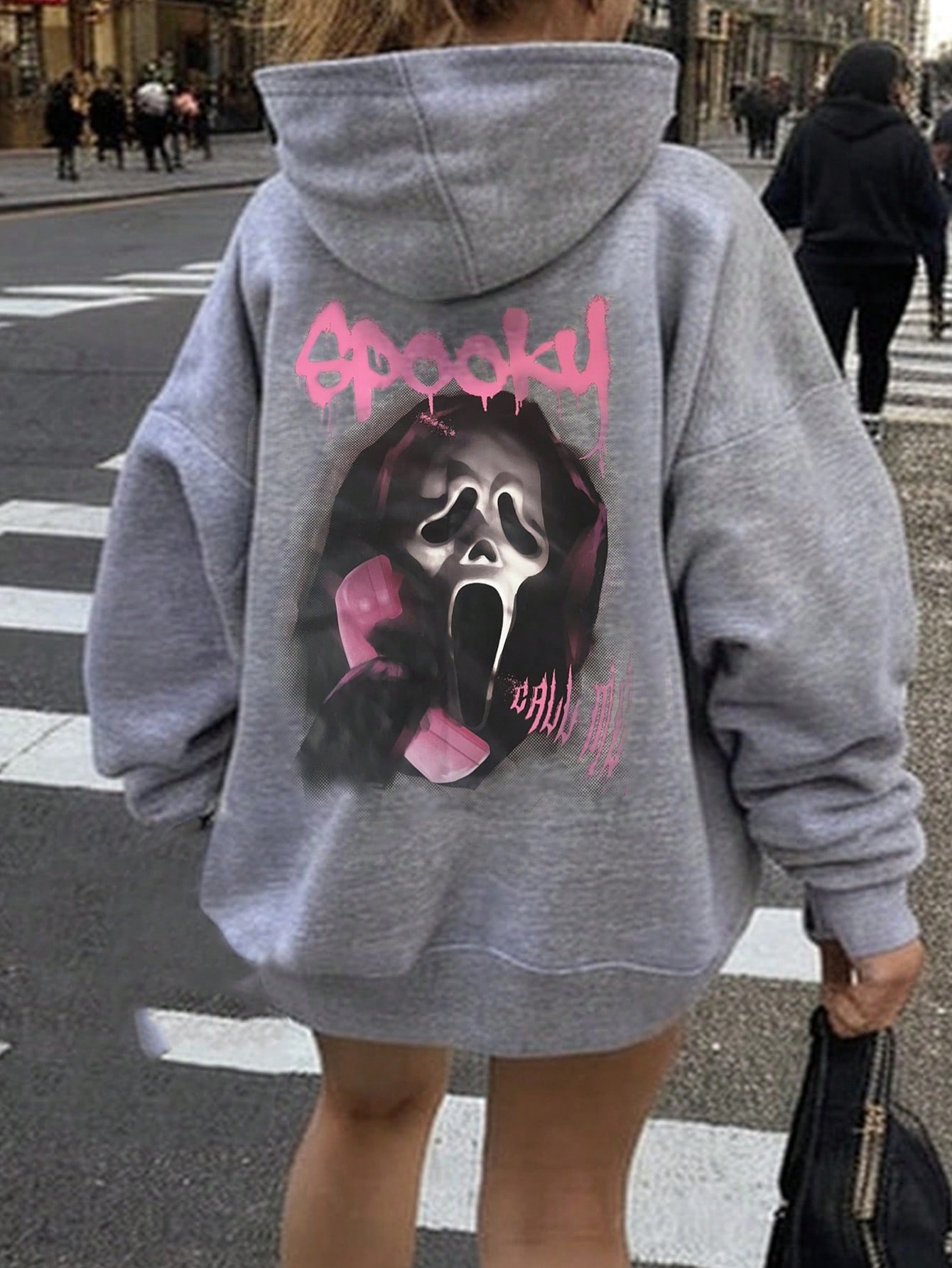 Ghost face drawstring hoodie
