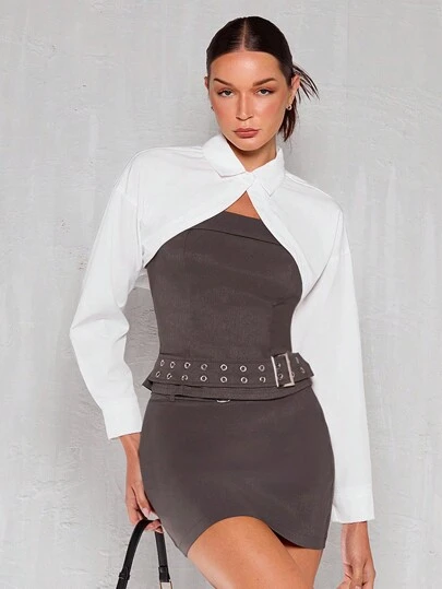 Glamine 超大白色长袖休闲女式衬衫