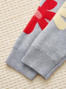 Suéter de punto floral casual para niñas bebé, suave y cómodo, adecuado para uso diario, hogar, exterior, fiestas, otoño/invierno - Gris Claro - Ver 5