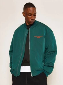 Sumwon Records Winter Bomber Jacket Los Angeles California Heritage Limited Edition Retro Sports Varsity Design Modern Street Fashion - Green - View 2