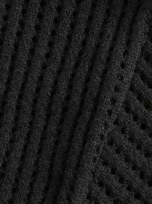 ROMWE Blusa de punto de manga corta con estampado de jacquard de estrellas y números, estilo deportivo - Negro - Ver 5