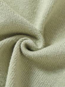 Baby Girls Knit , Spring/Fall Cartoon Jacquard Long Jumpsuit With Rabbit Ears And Cap Sleeve, Adorable Soft Pink Romper - Green - View 3