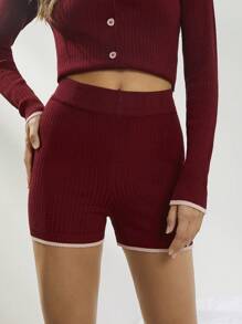 WESTFADE Pull-On Sweater Knit Shorts - Burgundy - View 4
