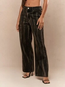 MISSGUIDED Quần Jeans Ống Rộng Họa Tiết Punk Washed - Nhiều màu - Xem 1