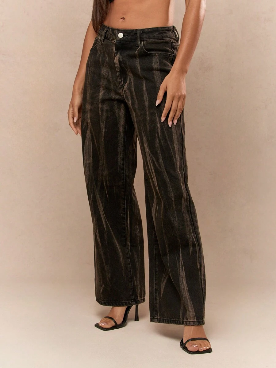 MISSGUIDED Quần Jeans Ống Rộng Họa Tiết Punk Washed - Nhiều màu - Xem 1
